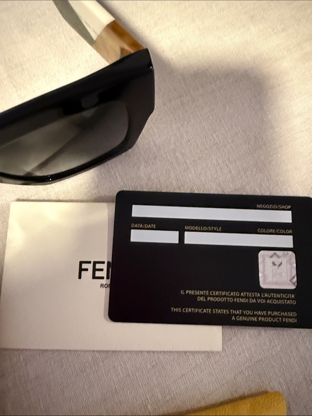 Fendi Black Square Sunglasses with Tortoise, White & Blue Accents - Picture 11 of 11